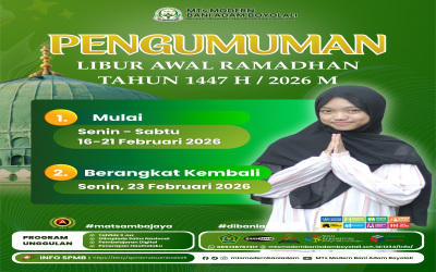 PENGUMUMAN RESMI: Jadwal Libur Awal Ramadhan 1447 H MTs Modern Bani Adam Boyolali